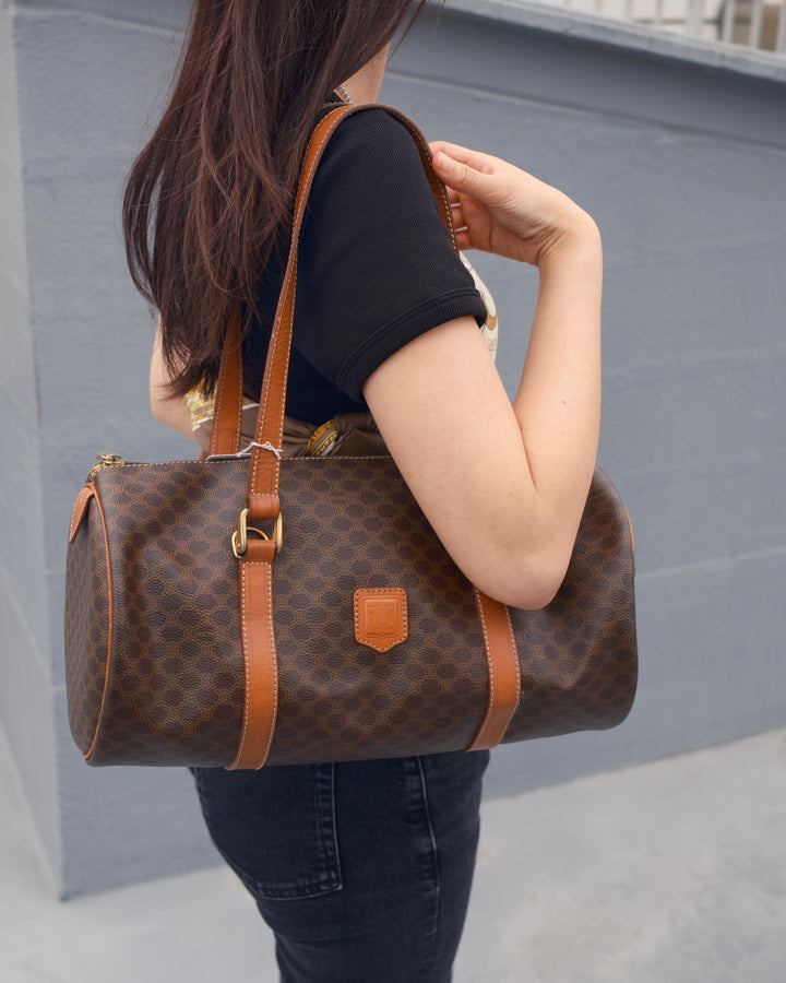 CELINE Macadam Papillon Shoulder Bag 🤎｜Classic Monogram × Roomy Cylinder Shape × Shoulder-Friendly