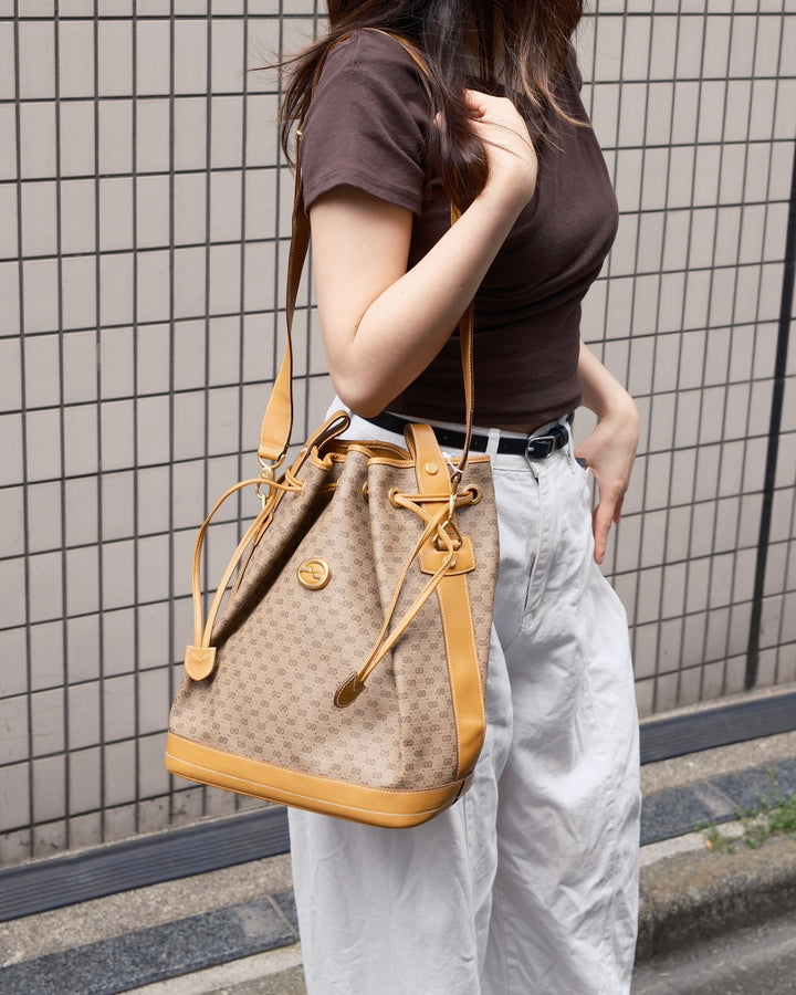 Gucci Monogram Bucket Bag 🤎💛｜Classic GG Canvas・2 Straps Set・Vintage Chic