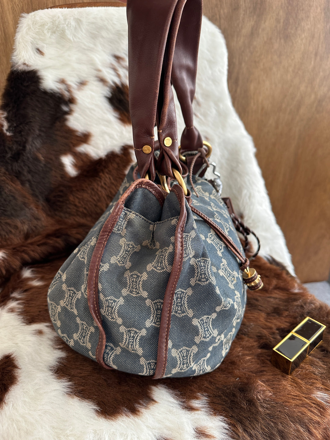 Celine Denim Triomphe Hobo Bag 🩶💙｜Denim Monogram・Cloud Shape・Vintage Appeal