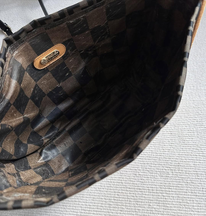 FENDI Vintage Rattan Cradle Bag（Brown Zucca Canvas × Rattan Frame）｜Rare Find × Retro Charm 🌙