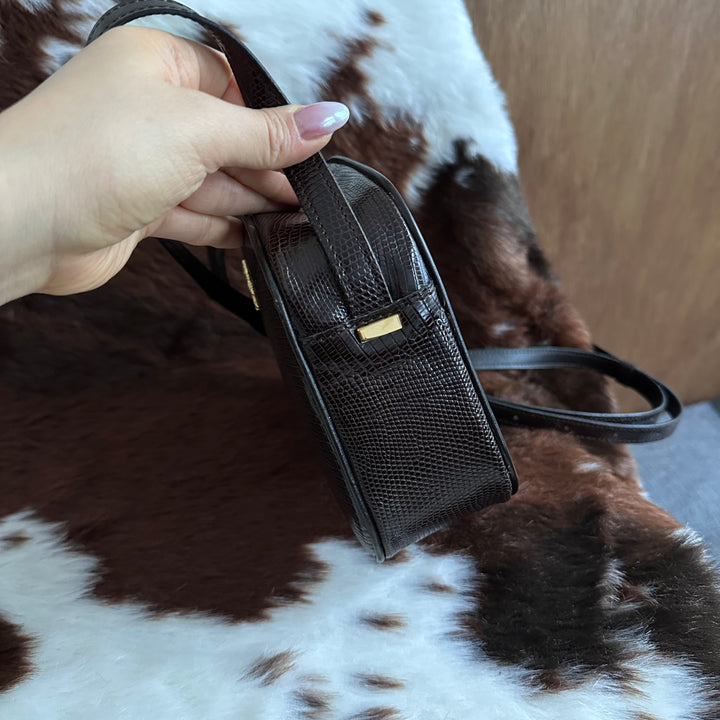 CELINE Vintage Lizard Leather Crossbody Bag 😻｜Rare Exotic Leather × Rich Chocolate Brown × Elegant Vintage Crest