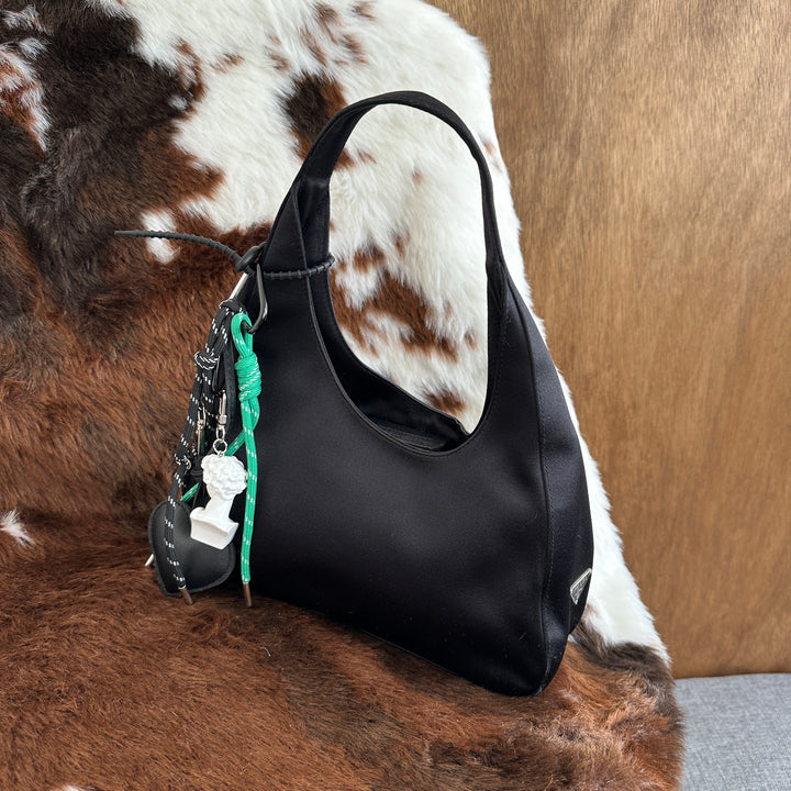 Prada Satin Nylon Logo Shoulder Bag 🖤｜Sleek Satin Nylon × Minimalist Prada Design × Effortless Everyday Chic
