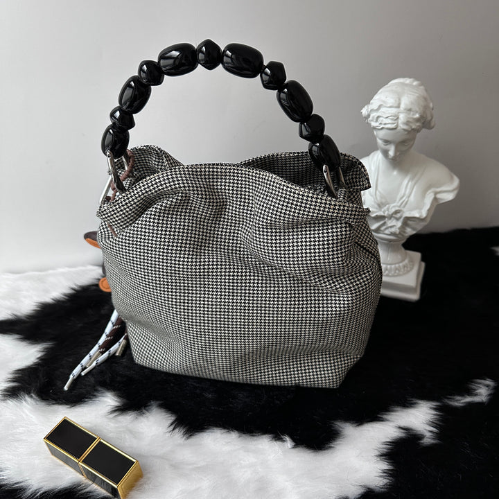 Dior Houndstooth Top Handle Bag 🤍🩶｜Chic Statement Handle × Classic Houndstooth × Convertible Crossbody Style