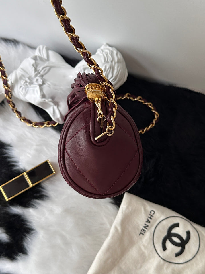 Chanel Mini Boston Chain Bag ❤️✨｜Quilted CC Logo・Tassel Detail・Rare Mini Size