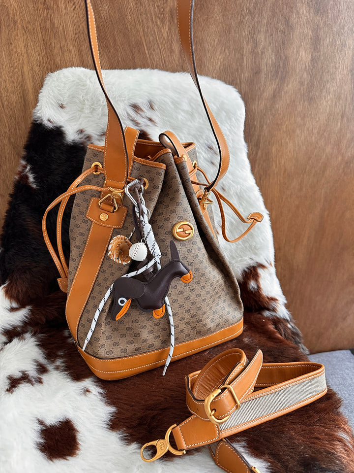 Gucci Monogram Bucket Bag 🤎💛｜Classic GG Canvas・2 Straps Set・Vintage Chic