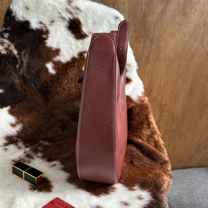 Cartier Must Line Hobo Shoulder Bag ❤️｜Iconic Must Line × Elegant Bordeaux Leather × Timeless Parisian Style