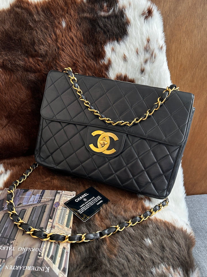 CHANEL Classic Flap 30cm Bag 🖤｜Rare Jumbo Size × 24K Gold CC Logo × Exceptional Condition