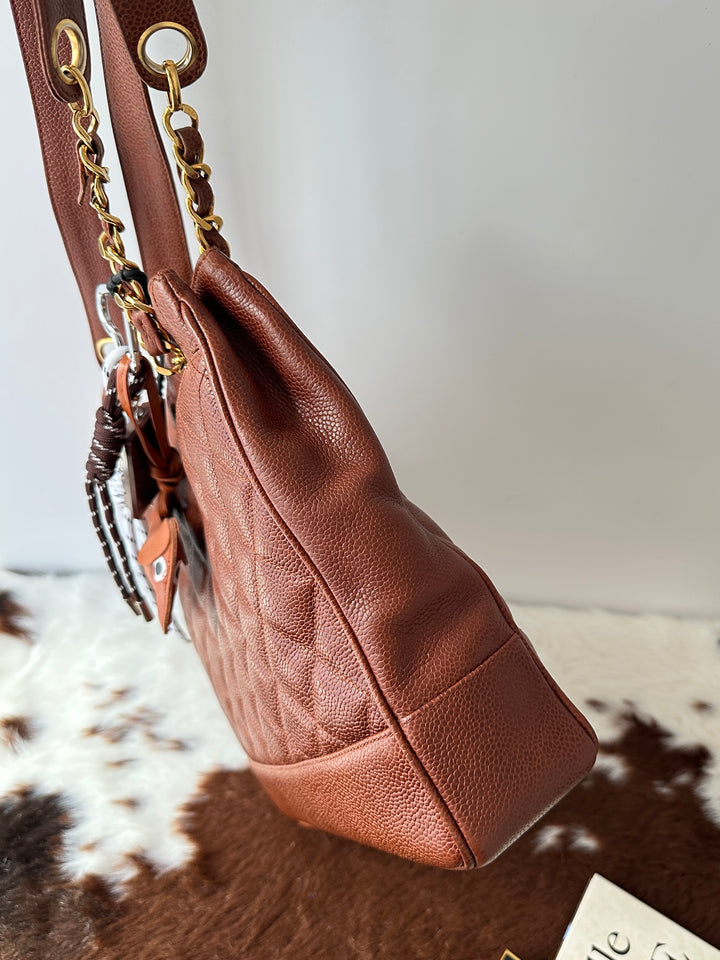 CHANEL Caviar Leather Chain Shoulder Bag 🧡🤎｜Caramel Brown × Spacious Capacity × Classic Chain Design