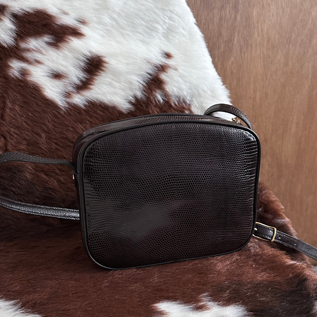 CELINE Vintage Lizard Leather Crossbody Bag 😻｜Rare Exotic Leather × Rich Chocolate Brown × Elegant Vintage Crest