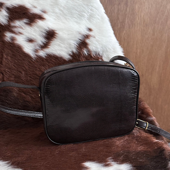CELINE Vintage Lizard Leather Crossbody Bag 😻｜Rare Exotic Leather × Rich Chocolate Brown × Elegant Vintage Crest
