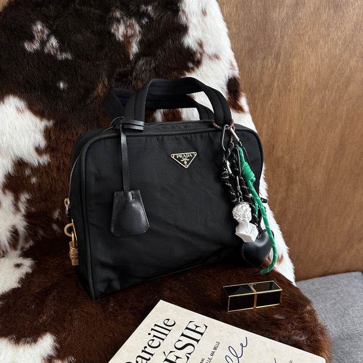 PRADA Nylon Small Tote Bag 🖤｜Black & Gold Details × Lightweight Nylon × Everyday Versatility