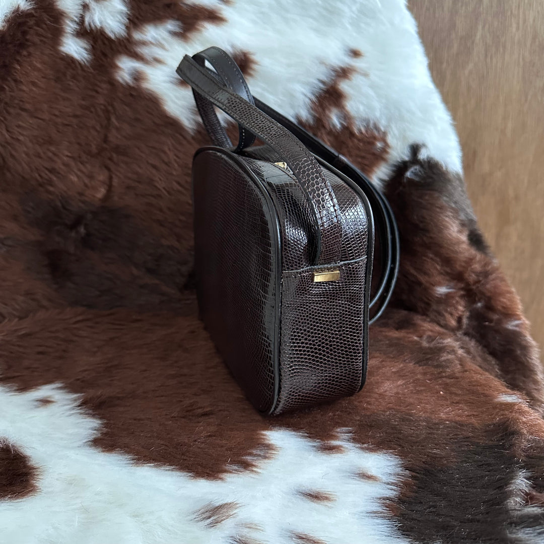 CELINE Vintage Lizard Leather Crossbody Bag 😻｜Rare Exotic Leather × Rich Chocolate Brown × Elegant Vintage Crest