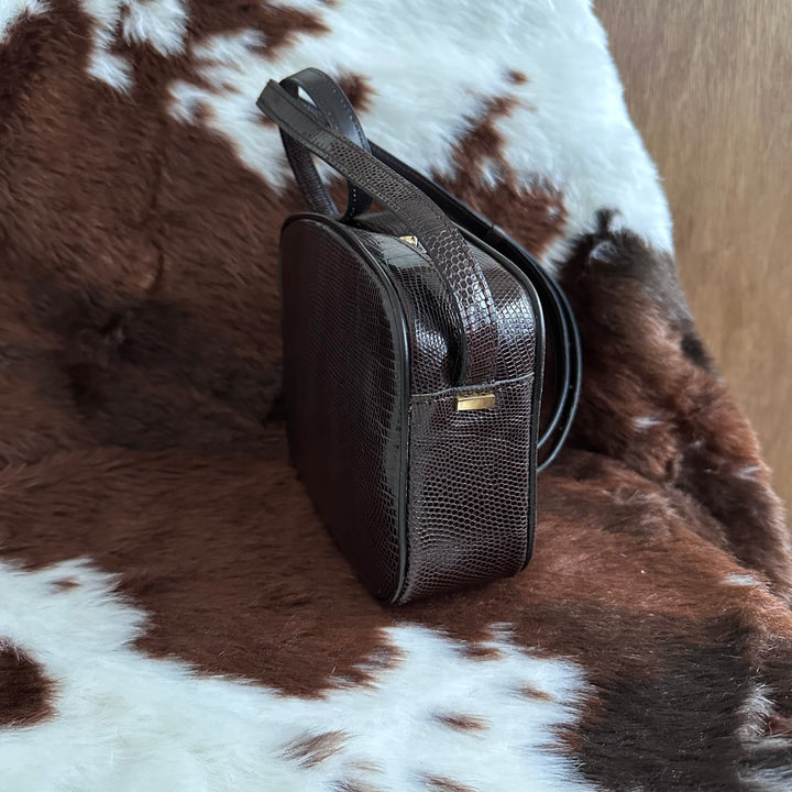CELINE Vintage Lizard Leather Crossbody Bag 😻｜Rare Exotic Leather × Rich Chocolate Brown × Elegant Vintage Crest
