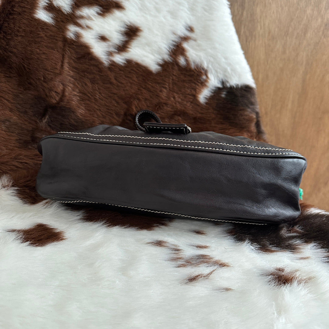 CELINE Leather Hobo Bag 🤎｜Rich Chocolate Leather × Contrast Stitching × Soft Relaxed Silhouette
