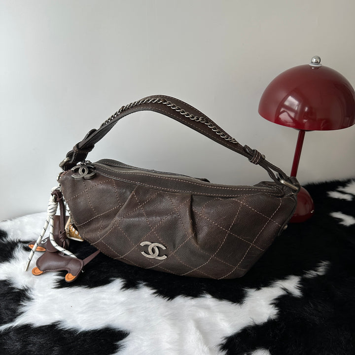 CHANEL Small Hobo Bag ⛓️‍💥｜Quilted Caviar Leather × Chain Detail Strap × Rare Vintage Style