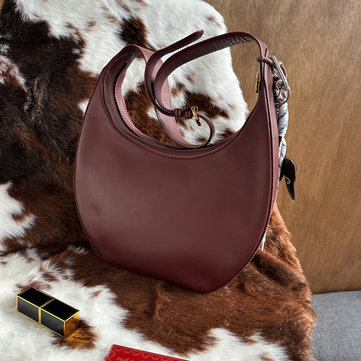 Cartier Must Line Hobo Shoulder Bag ❤️｜Iconic Must Line × Elegant Bordeaux Leather × Timeless Parisian Style