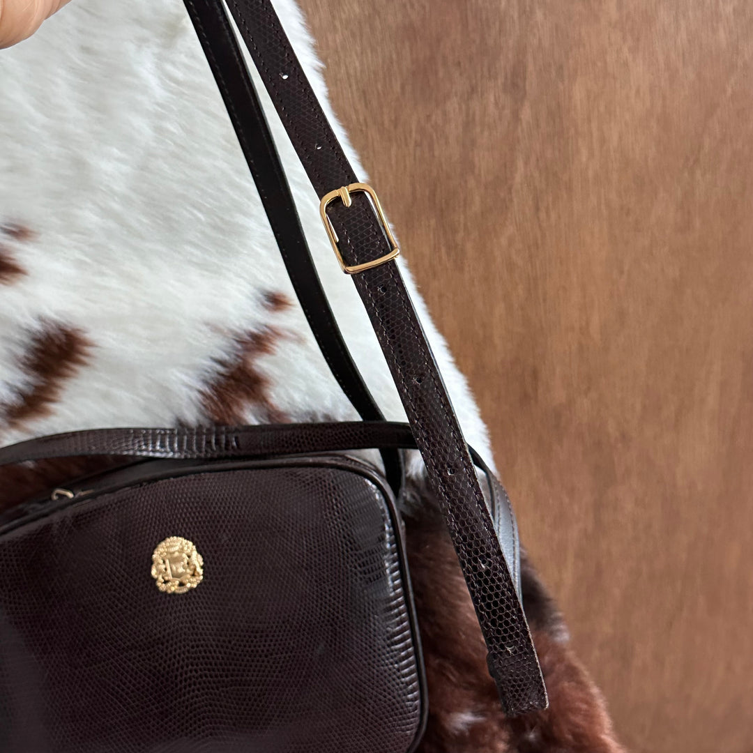 CELINE Vintage Lizard Leather Crossbody Bag 😻｜Rare Exotic Leather × Rich Chocolate Brown × Elegant Vintage Crest