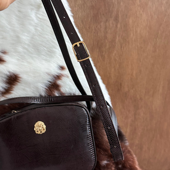 CELINE Vintage Lizard Leather Crossbody Bag 😻｜Rare Exotic Leather × Rich Chocolate Brown × Elegant Vintage Crest