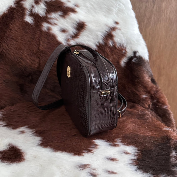 CELINE Vintage Lizard Leather Crossbody Bag 😻｜Rare Exotic Leather × Rich Chocolate Brown × Elegant Vintage Crest