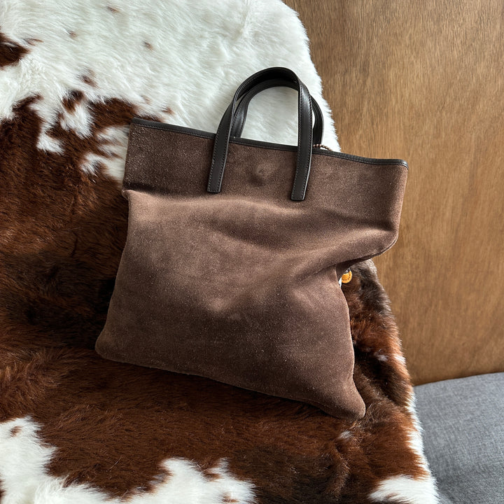Loewe Suede Tote Bag 🍫｜Rich Chocolate Suede × Oversized Loewe Logo × Spacious Everyday