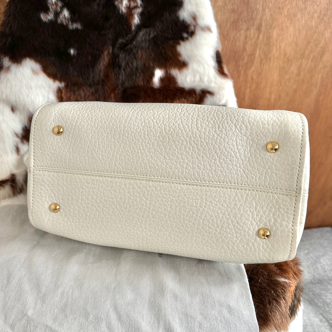 FENDI Soft Calf Leather Boston Bag 🤍｜Supple White Leather × Gold-Tone Details × Lightweight Everyday Carry