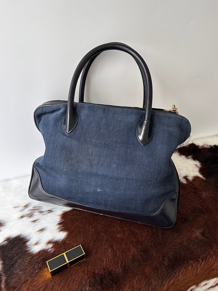 CHANEL Denim Leather Tote Bag 💙🖤｜Oversized CC Logo × Gold Ring Charm × Lightweight Daily Carry