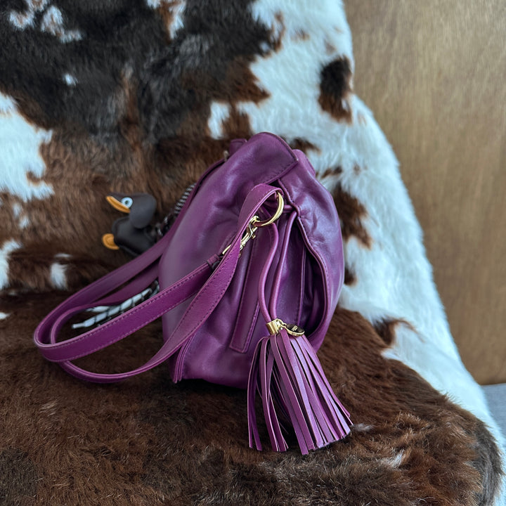 Loewe Lambskin Drawstring Bag 💜｜Soft Lambskin Leather × Elegant Vintage Style × Versatile Carry