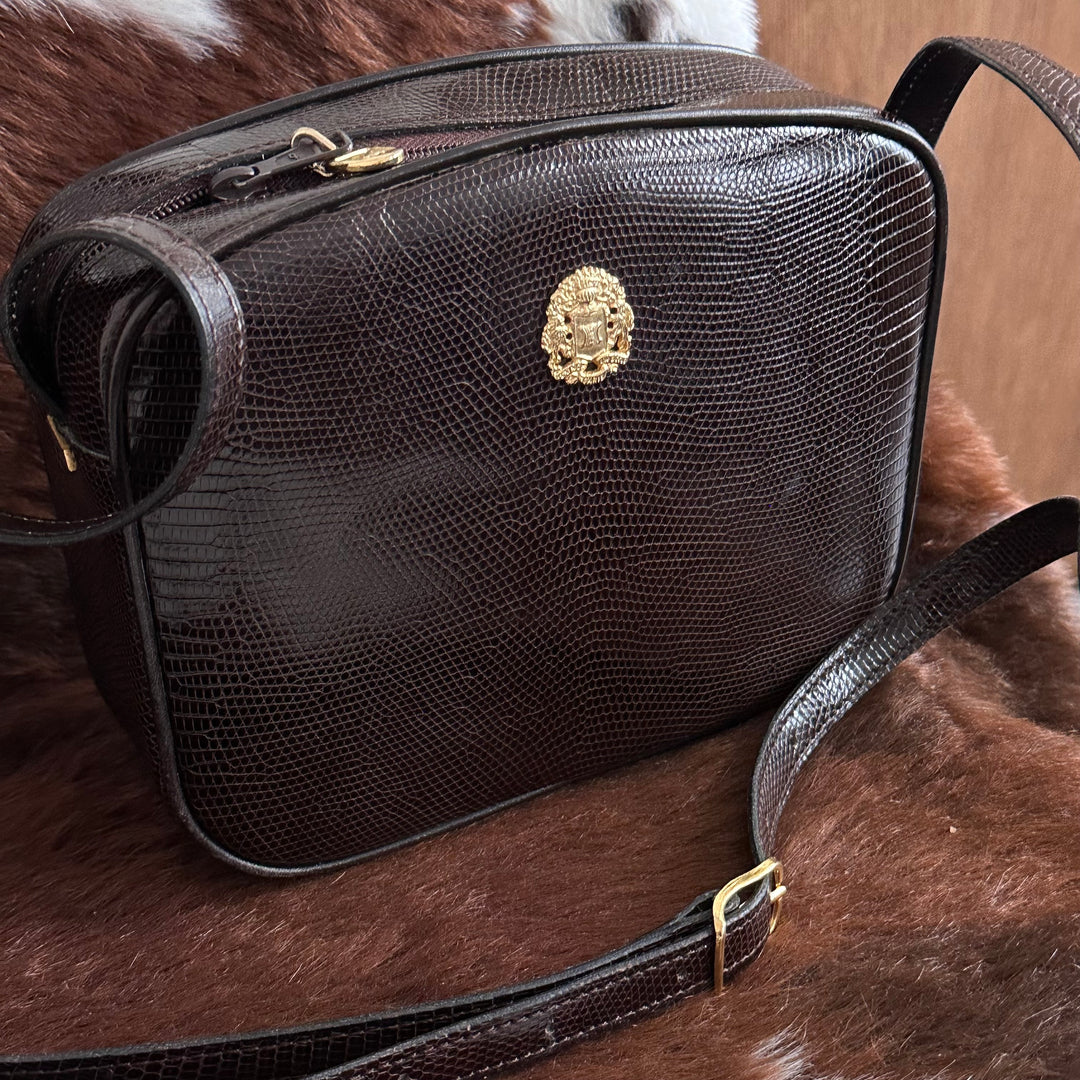 CELINE Vintage Lizard Leather Crossbody Bag 😻｜Rare Exotic Leather × Rich Chocolate Brown × Elegant Vintage Crest