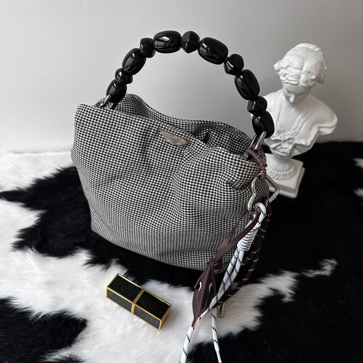 Dior Houndstooth Top Handle Bag 🤍🩶｜Chic Statement Handle × Classic Houndstooth × Convertible Crossbody Style