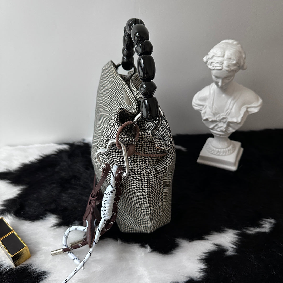 Dior Houndstooth Top Handle Bag 🤍🩶｜Chic Statement Handle × Classic Houndstooth × Convertible Crossbody Style