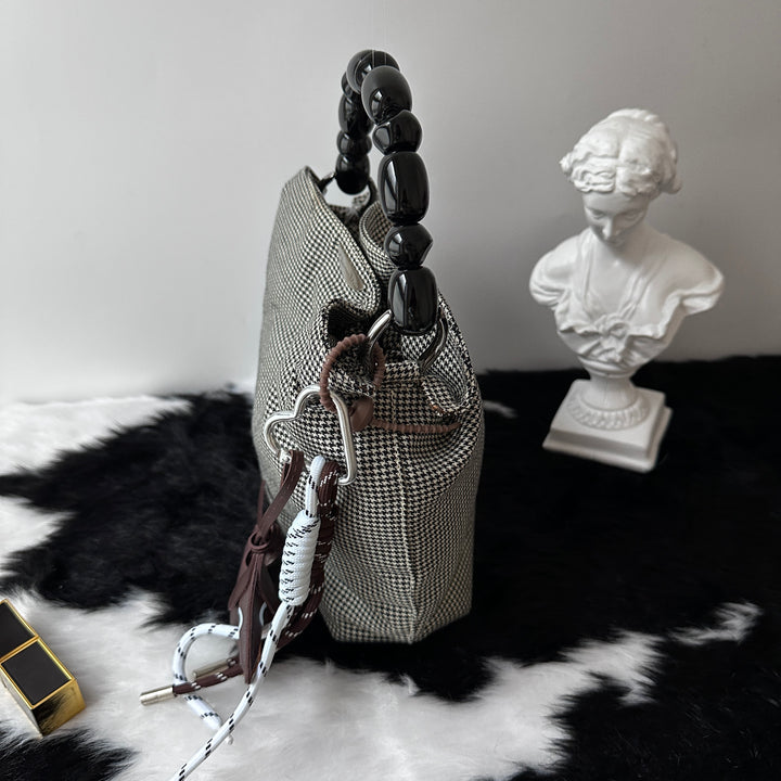 Dior Houndstooth Top Handle Bag 🤍🩶｜Chic Statement Handle × Classic Houndstooth × Convertible Crossbody Style
