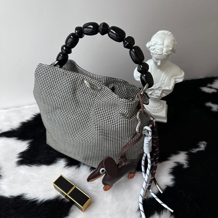 Dior Houndstooth Top Handle Bag 🤍🩶｜Chic Statement Handle × Classic Houndstooth × Convertible Crossbody Style