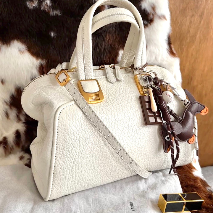 FENDI Soft Calf Leather Boston Bag 🤍｜Supple White Leather × Gold-Tone Details × Lightweight Everyday Carry