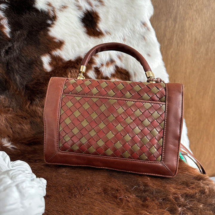 Bottega Veneta Intrecciato Top Handle Bag 🤎｜Signature Intrecciato Weave × Rich Brown & Khaki Leather × Elegant Top Handle