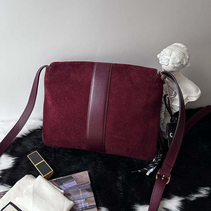 Gucci Large GG Suede Messenger Bag ❤️｜Oversized GG Hardware × Rich Burgundy Suede × Rare Full Set Find