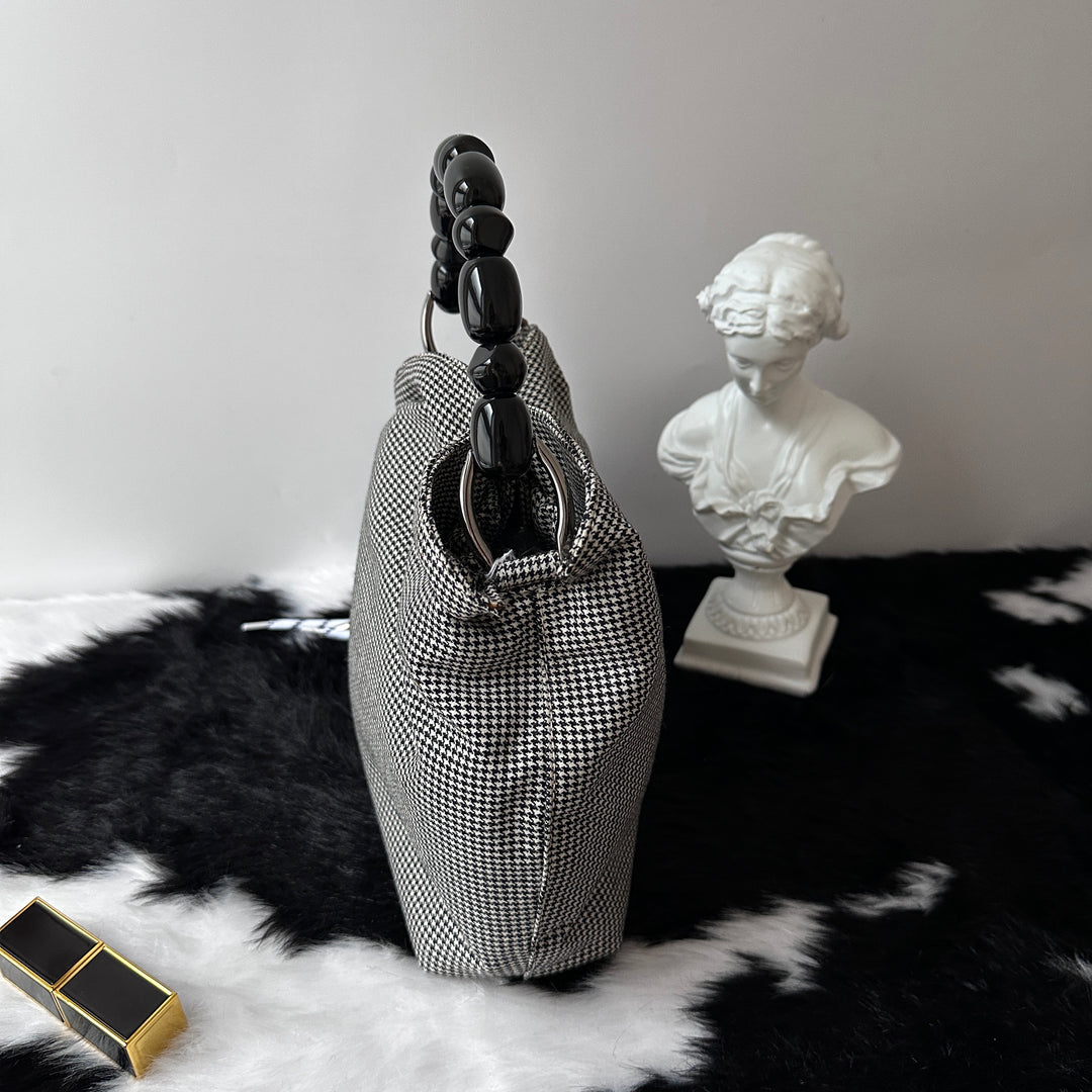 Dior Houndstooth Top Handle Bag 🤍🩶｜Chic Statement Handle × Classic Houndstooth × Convertible Crossbody Style