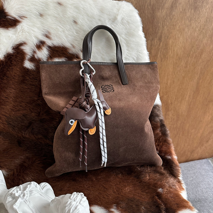 Loewe Suede Tote Bag 🍫｜Rich Chocolate Suede × Oversized Loewe Logo × Spacious Everyday