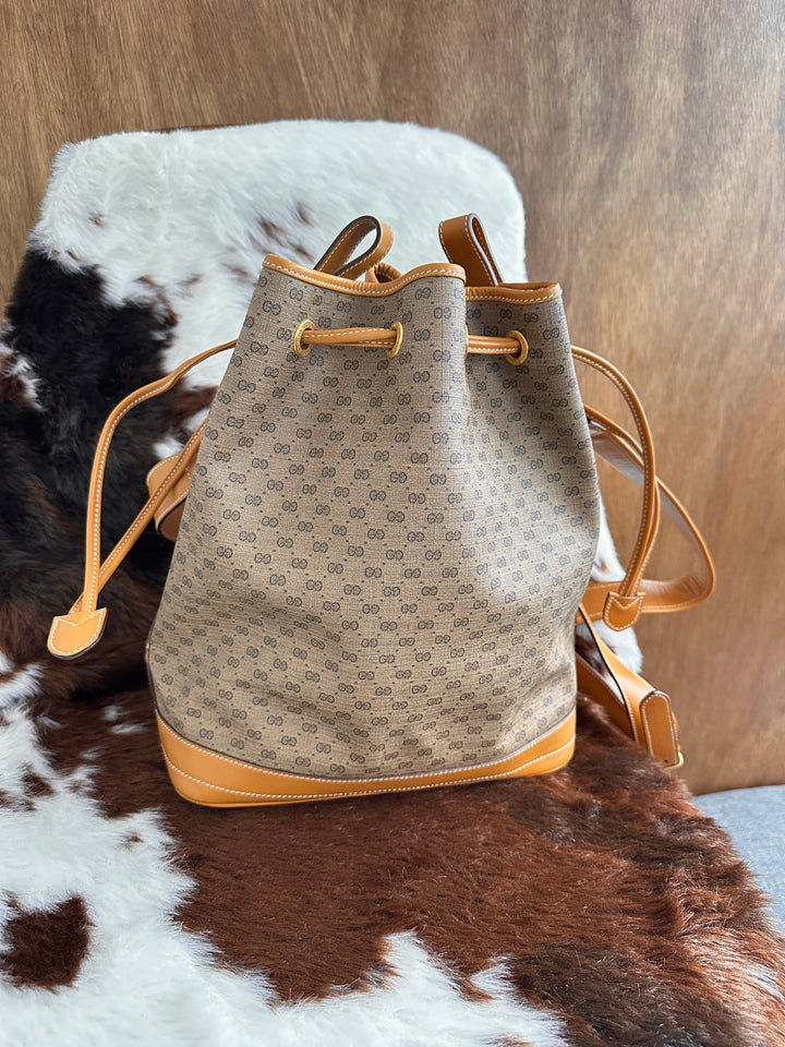 Gucci Monogram Bucket Bag 🤎💛｜Classic GG Canvas・2 Straps Set・Vintage Chic