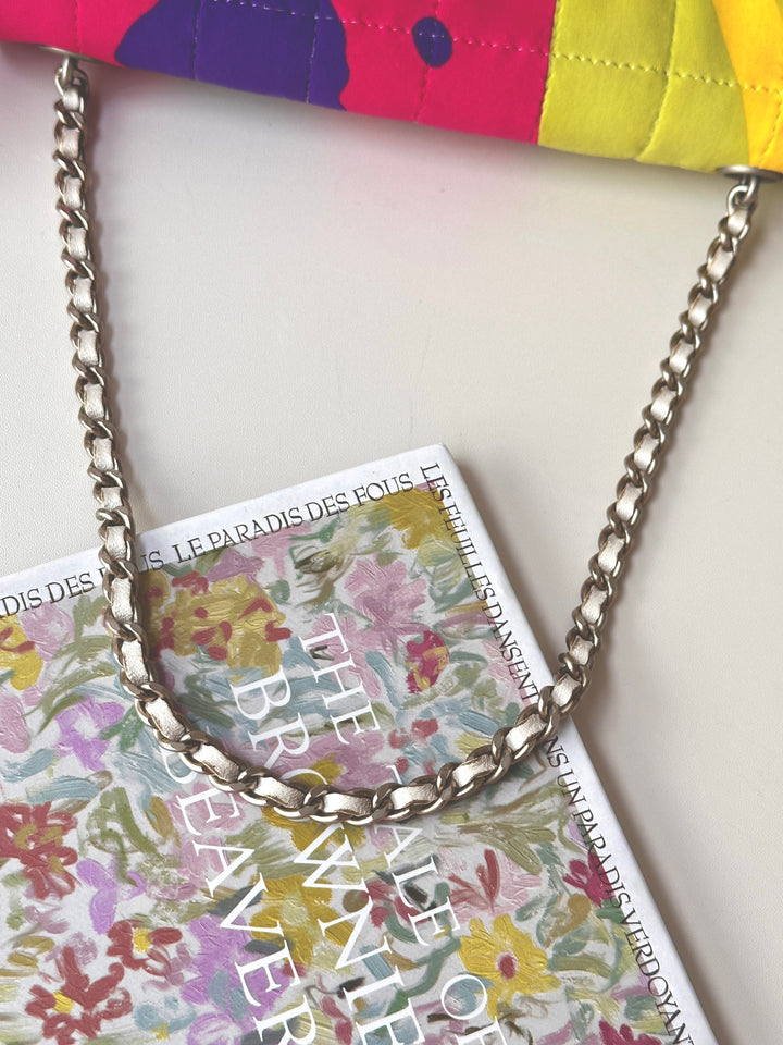 Chanel Multicolor Quilted Chain Flap Bag 💜💚｜Keyboard Logo Detail・Artistic Patchwork・Playful Mini Size