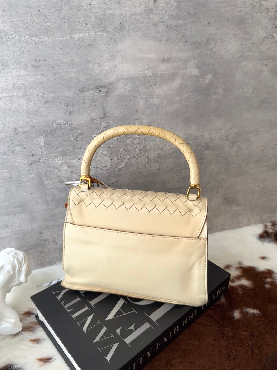 BOTTEGA VENETA Small Kelly-Style Bag 🤍✨｜Intrecciato Weave × Cream Leather × Convertible Carry