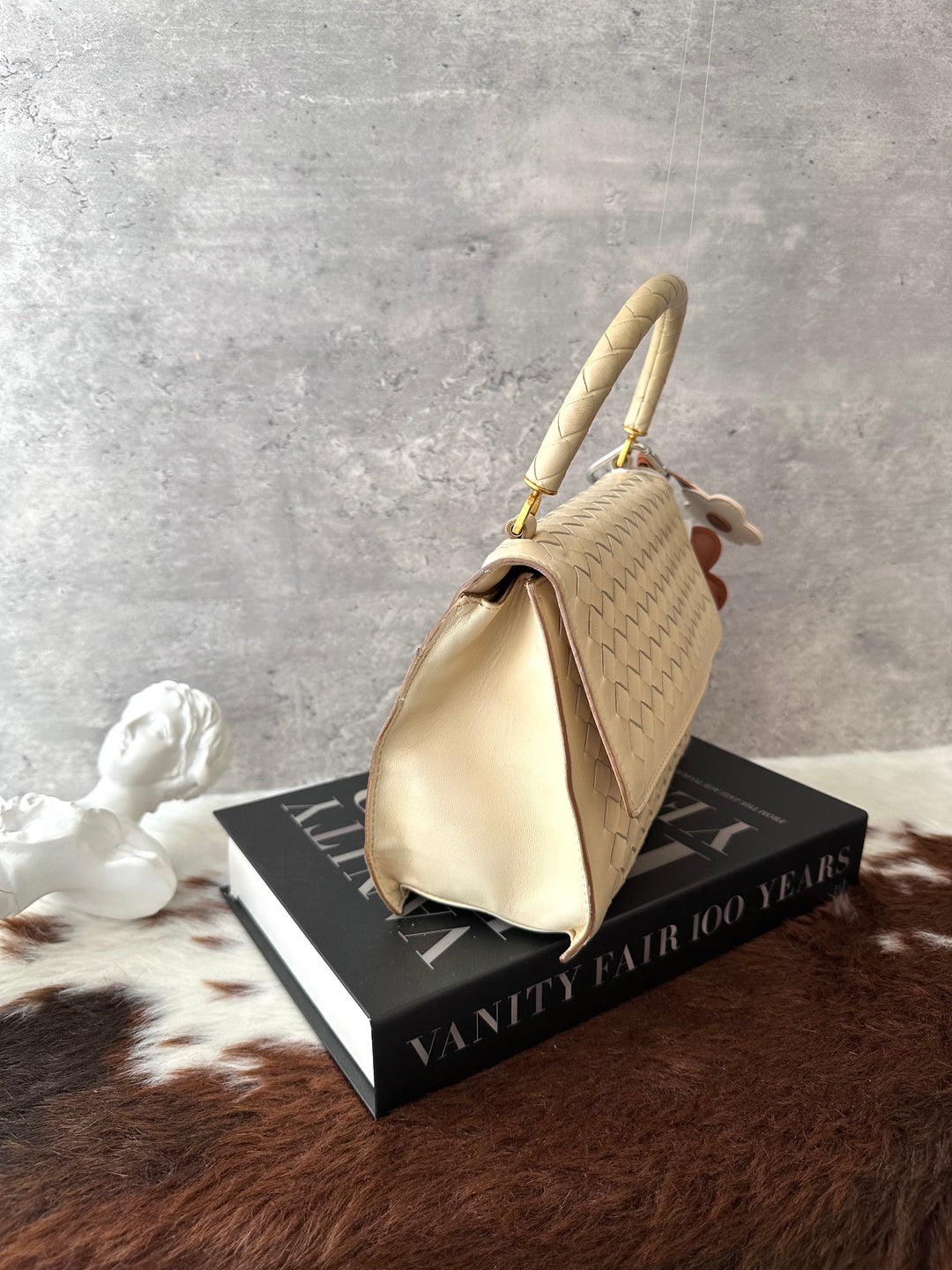 BOTTEGA VENETA Small Kelly-Style Bag 🤍✨｜Intrecciato Weave × Cream Leather × Convertible Carry