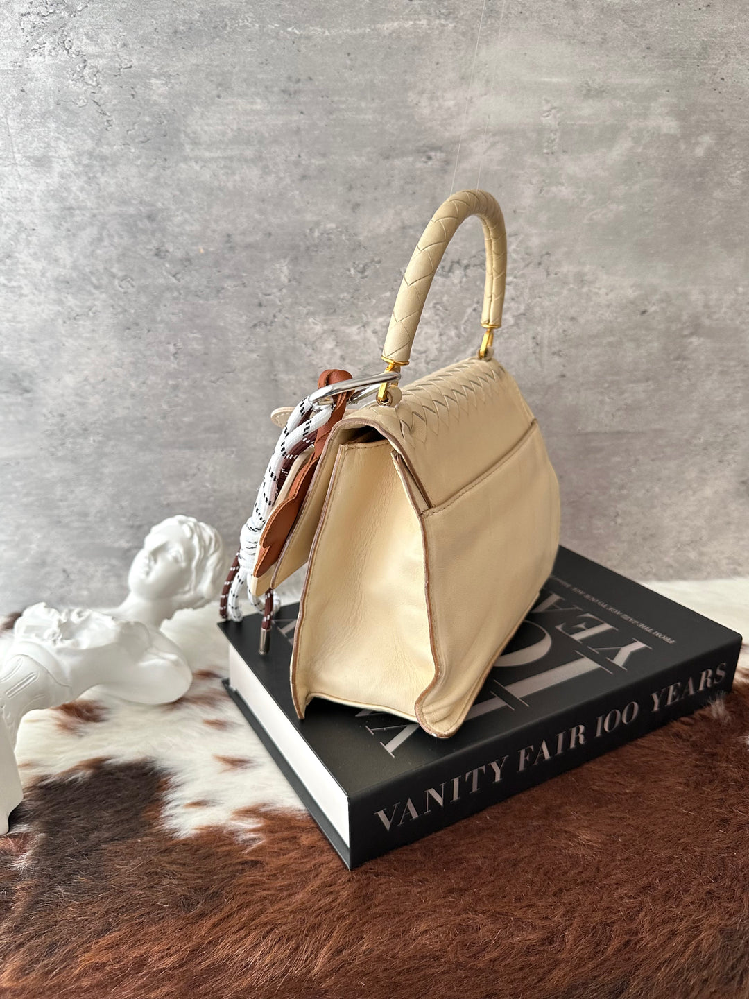 BOTTEGA VENETA Small Kelly-Style Bag 🤍✨｜Intrecciato Weave × Cream Leather × Convertible Carry
