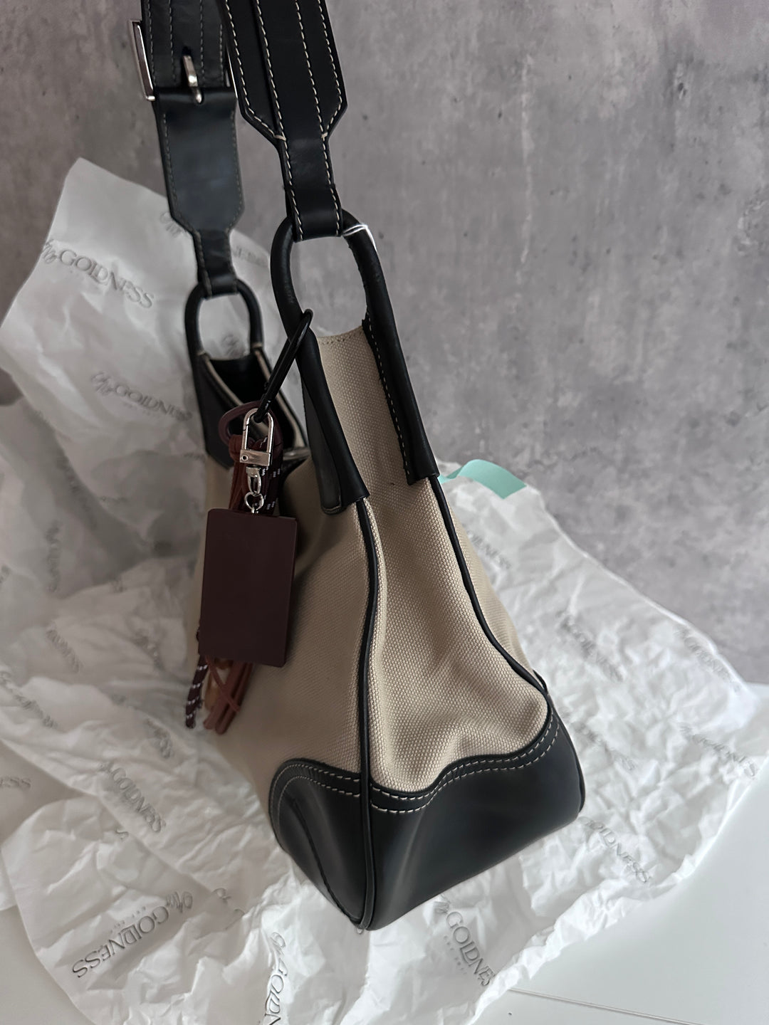PRADA Canvas & Leather Hobo Bag – Side Logo Detail × Convertible to Crossbody 🖤