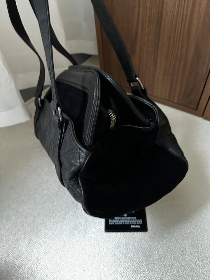 CHANEL 2.55 Frame Tote 🖤✨ Lizard Grain & Velvet Mix