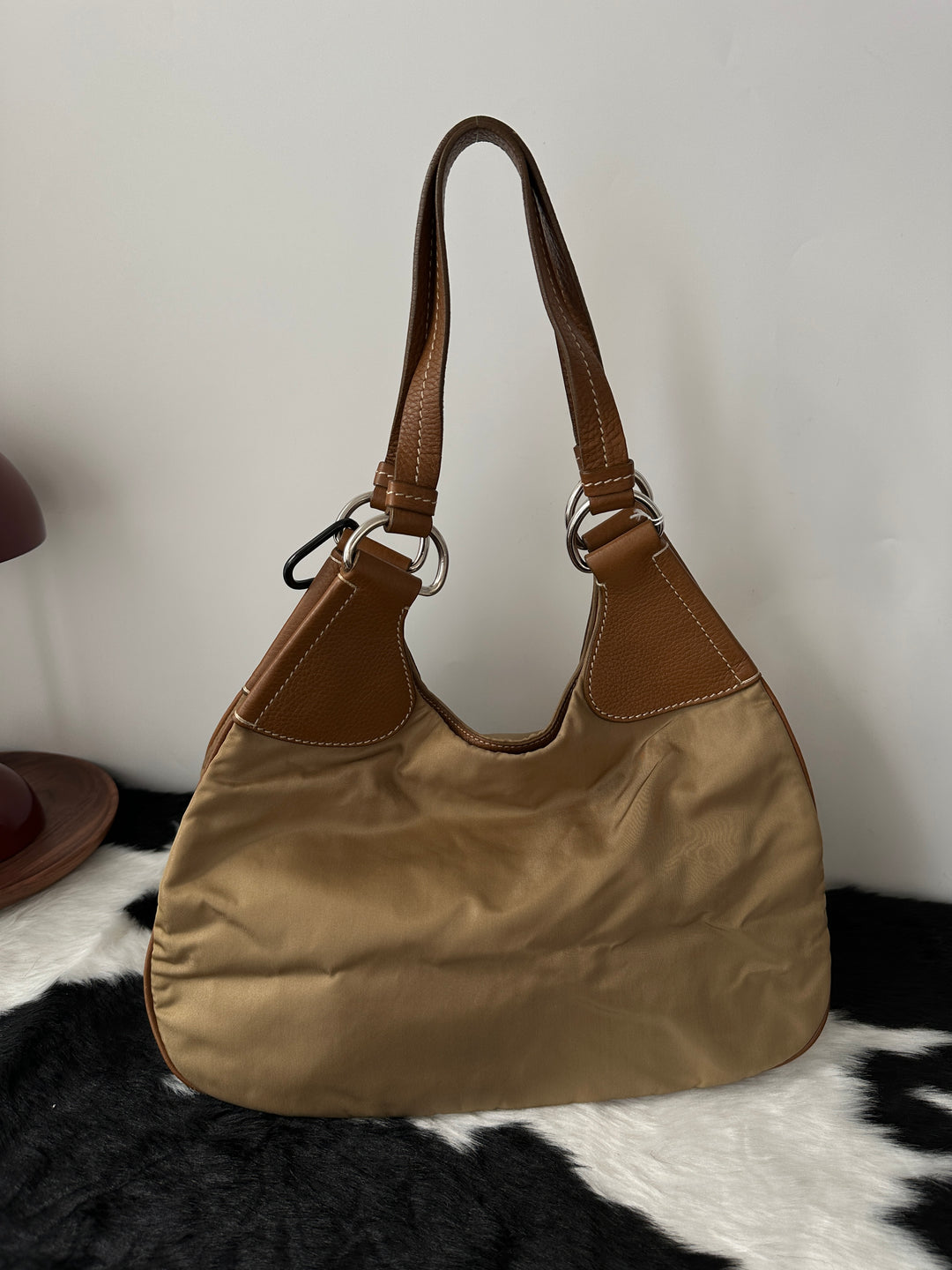 PRADA Nylon Leather-Trim Shoulder Bag 🤎｜Lightweight Nylon × Soft Leather Trim × Daily Essential ✨