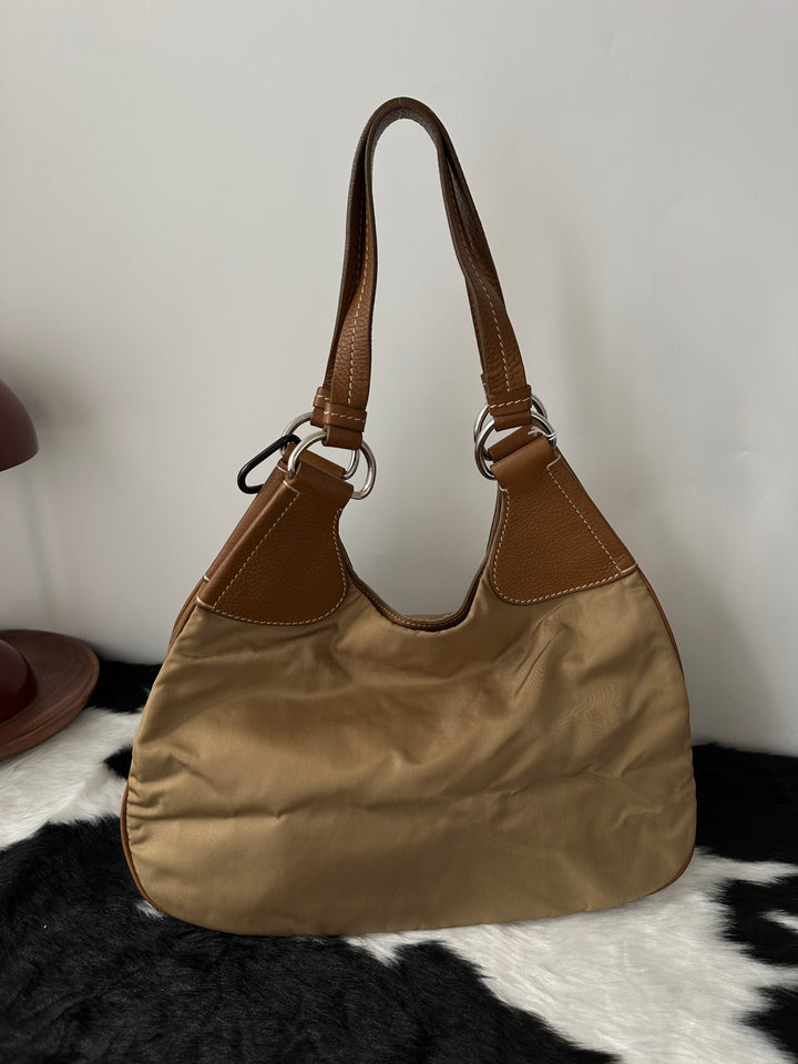 PRADA Nylon Leather-Trim Shoulder Bag 🤎｜Lightweight Nylon × Soft Leather Trim × Daily Essential ✨