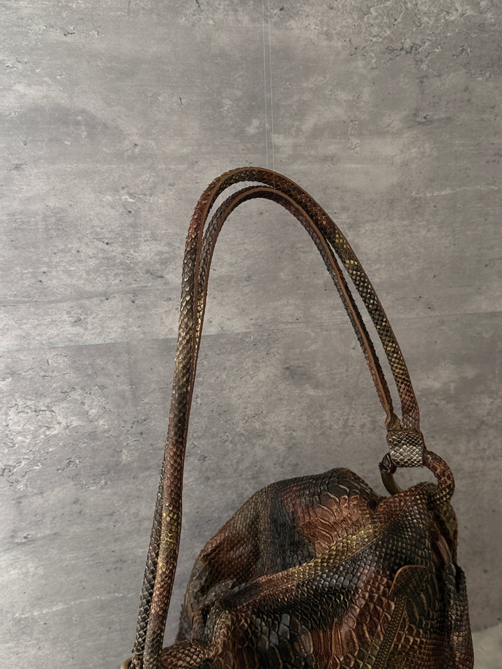 BOTTEGA VENETA Snakeskin Gourd Bucket Bag 🐍｜Rare Exotic Texture × Baby Pouch Included × Backpack &amp; Shoulder Styling