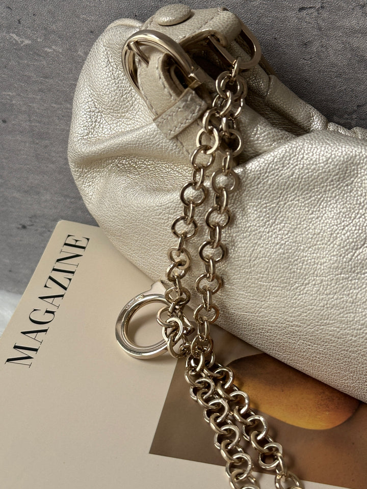 Ferragamo Mini Chain Bag 💛｜Champagne Gold Leather × Special Chain Detail × Elegant Evening-Bag Feel✨