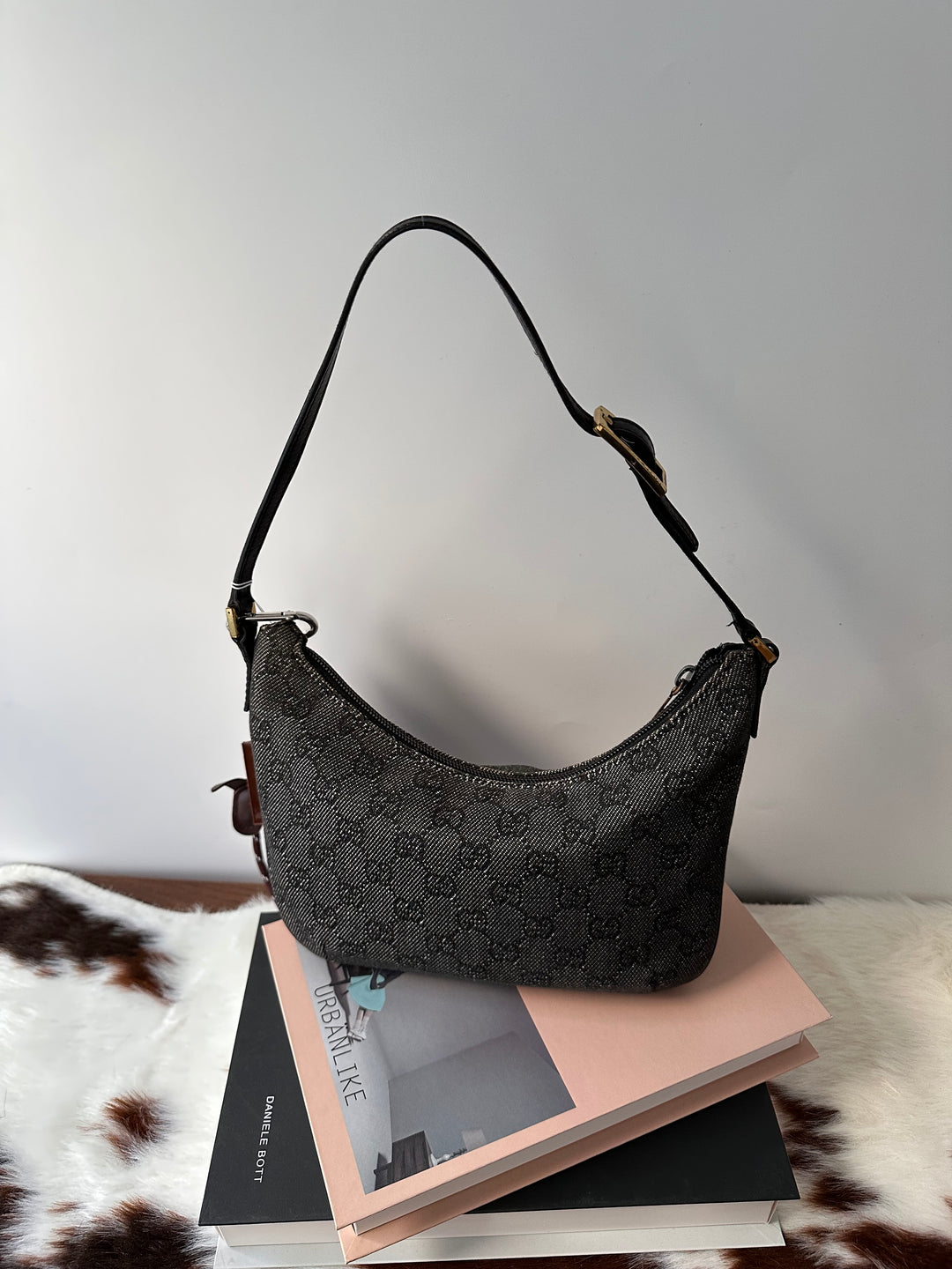 Gucci Denim GG Mini Hobo Bag – Black