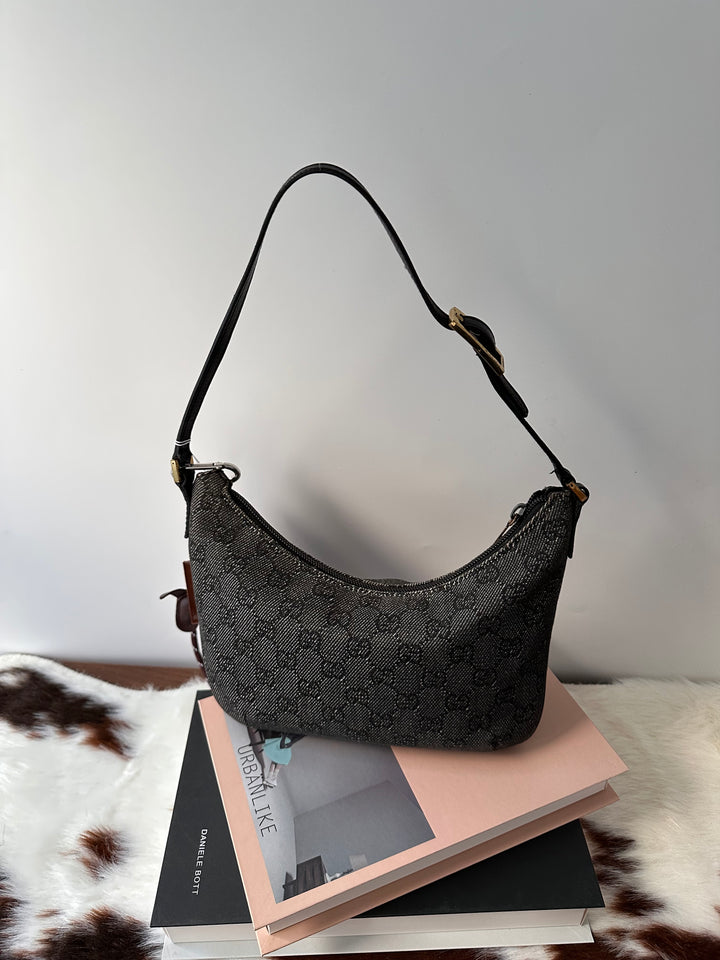 Gucci Denim GG Mini Hobo Bag – Black